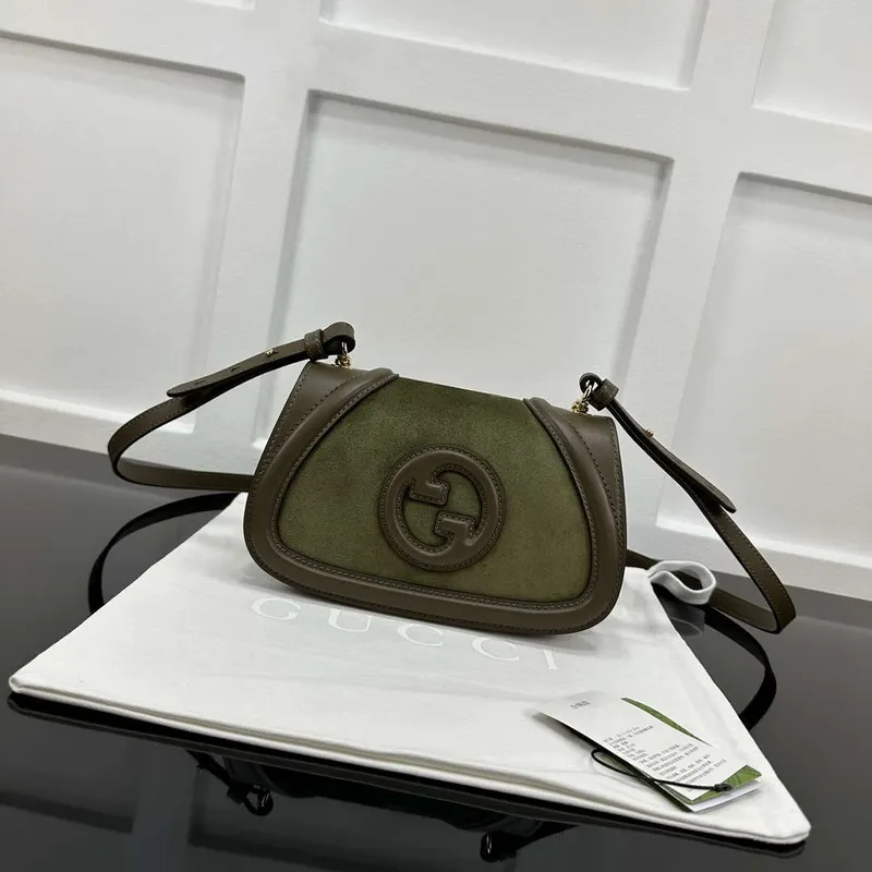 Gucci 815700 Gucci Blondie mini shoulder bag Suede leather Green