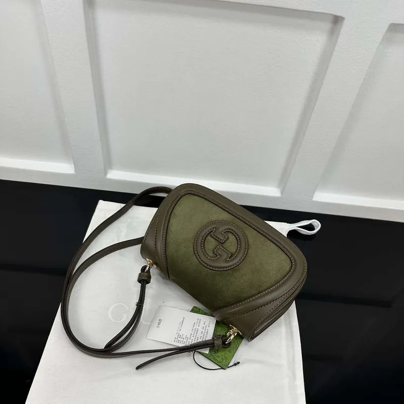 Gucci 815700 Gucci Blondie mini shoulder bag Suede leather Green
