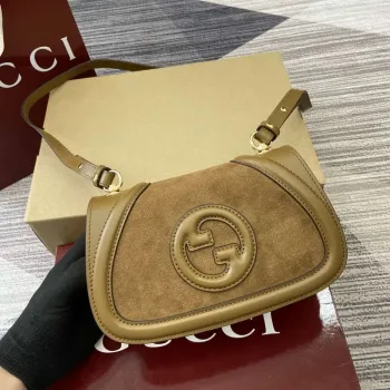 Gucci 815700 Gucci Blondie mini shoulder bag Suede leather Brown