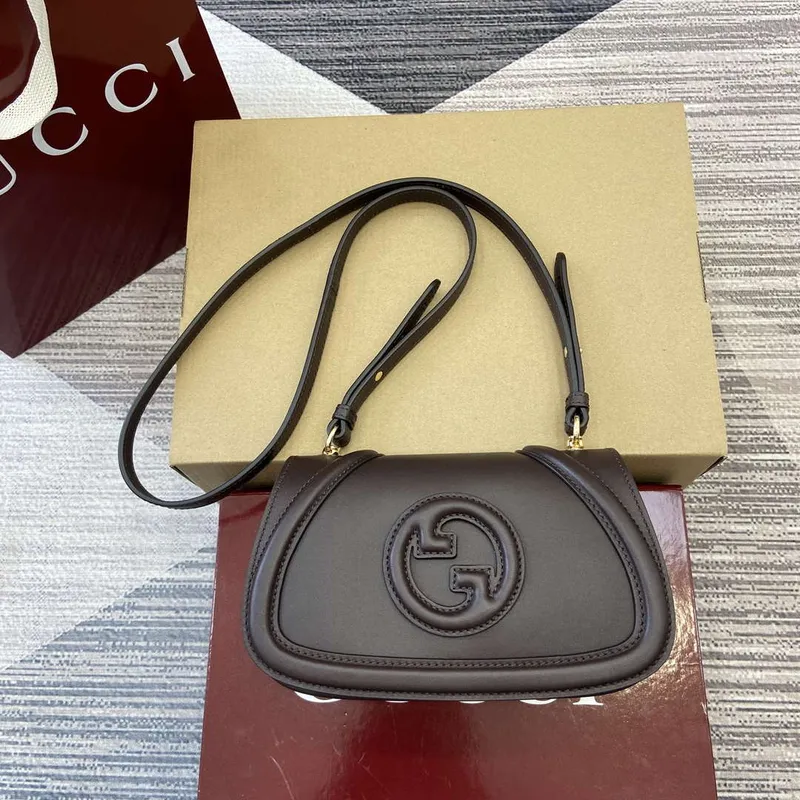 Gucci 815700 Gucci Blondie mini shoulder bag Dark brown Leather
