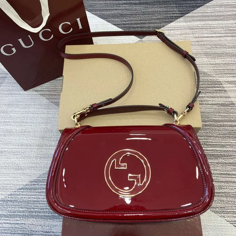 Gucci 815719 Gucci Blondie Medium top handle bag Patent Leather Red