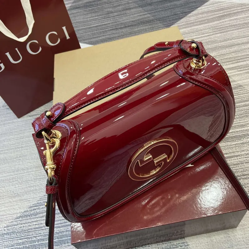 Gucci 815719 Gucci Blondie Medium top handle bag Patent Leather Red