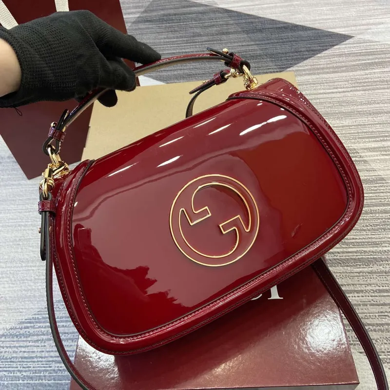 Gucci 815719 Gucci Blondie Medium top handle bag Patent Leather Red
