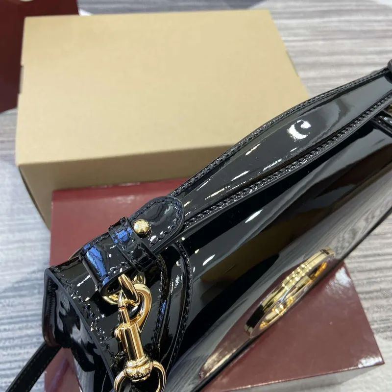 Gucci 815719 Gucci Blondie Medium top handle bag Patent Leather Black