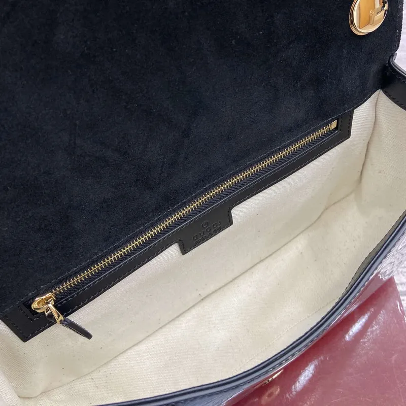 Gucci 815719 Gucci Blondie Medium top handle bag Patent Leather Black