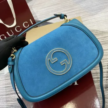Gucci 815719 Gucci Blondie Medium top handle bag Blue suede