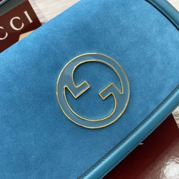 Gucci 815719 Gucci Blondie Medium top handle bag Blue suede