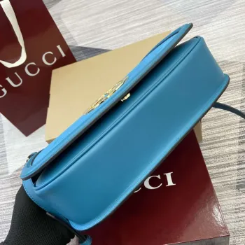Gucci 815719 Gucci Blondie Medium top handle bag Blue suede