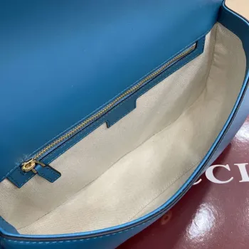 Gucci 815719 Gucci Blondie Medium top handle bag Blue suede