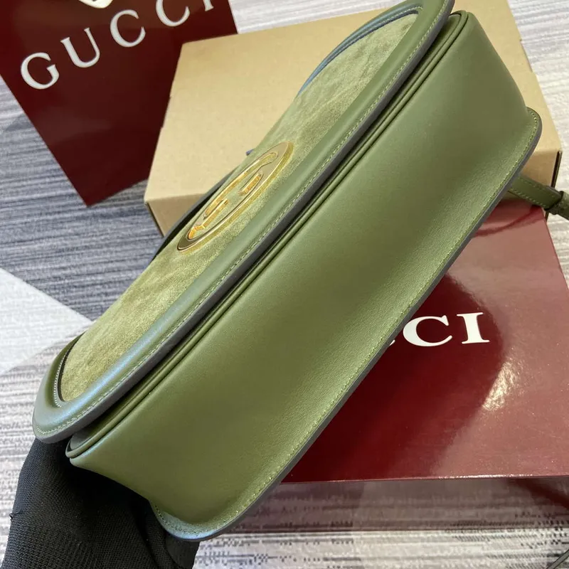 Gucci 815719 Gucci Blondie Medium top handle bag Green suede