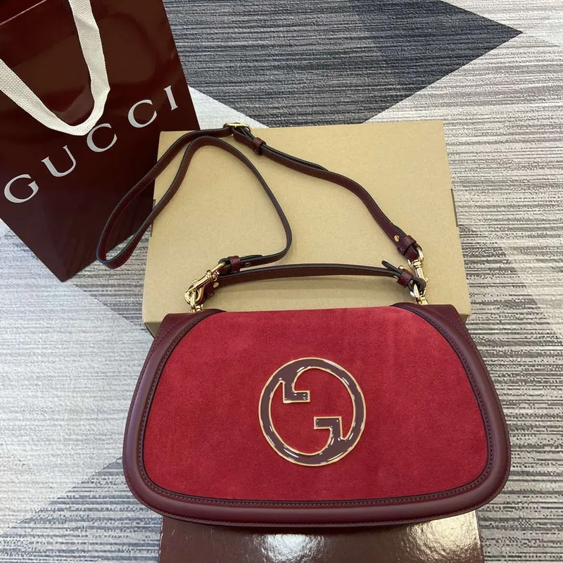 Gucci 815719 Gucci Blondie Medium top handle bag Red and  Wine Red suede