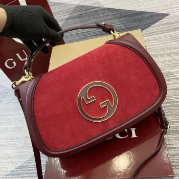 Gucci 815719 Gucci Blondie Medium top handle bag Red and  Wine Red suede