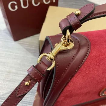Gucci 815719 Gucci Blondie Medium top handle bag Red and  Wine Red suede