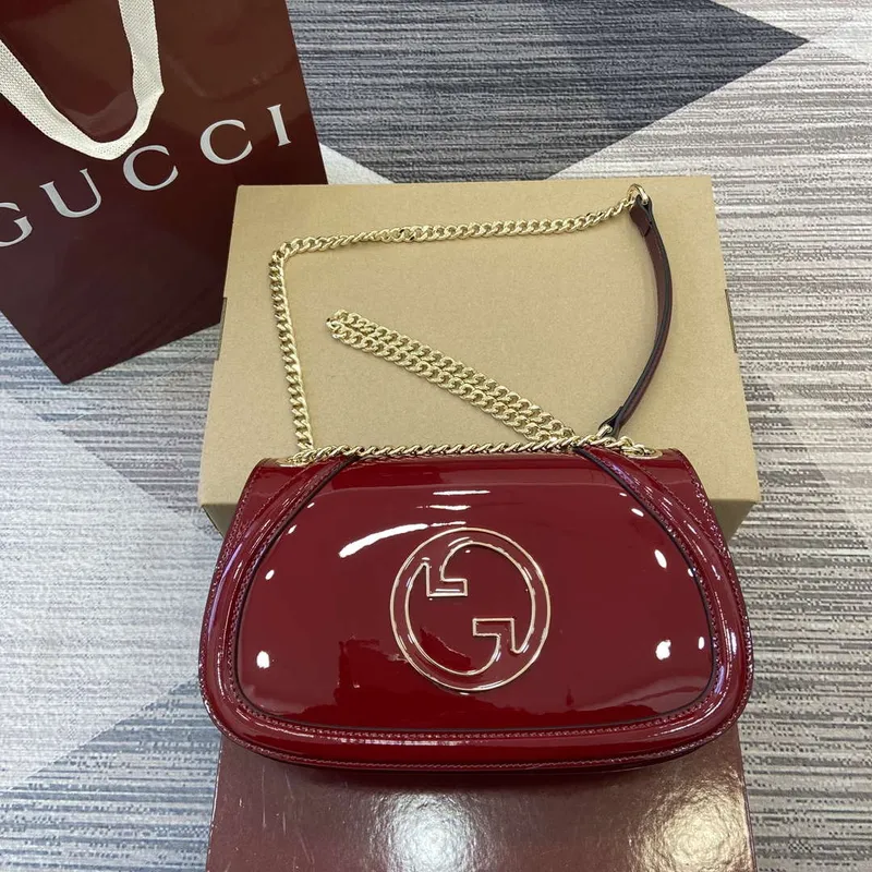 Gucci 815715 Gucci Blondie small shoulder bag Patent Leather Red