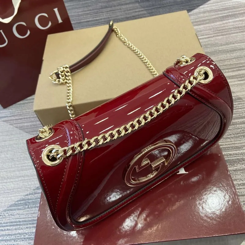 Gucci 815715 Gucci Blondie small shoulder bag Patent Leather Red