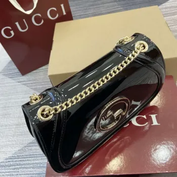 Gucci 815715 Gucci Blondie small shoulder bag Patent Leather Black