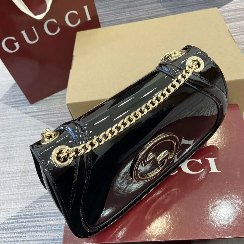 Gucci 815715 Gucci Blondie small shoulder bag Patent Leather Black