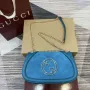 Gucci 815715 Gucci Blondie small shoulder bag Blue Suede Leather