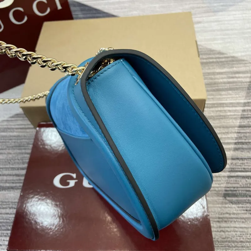 Gucci 815715 Gucci Blondie small shoulder bag Blue Suede Leather