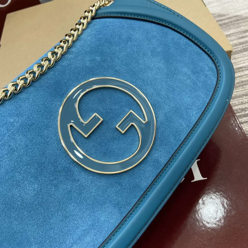 Gucci 815715 Gucci Blondie small shoulder bag Blue Suede Leather