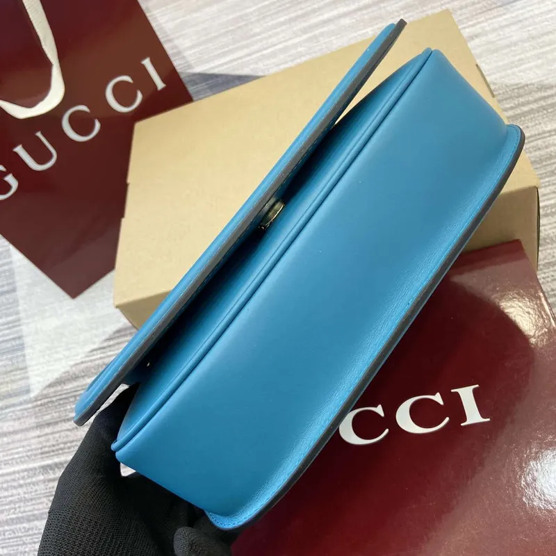 Gucci 815715 Gucci Blondie small shoulder bag Blue Suede Leather