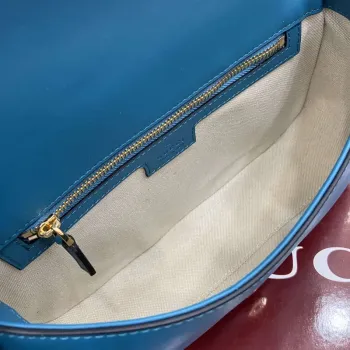 Gucci 815715 Gucci Blondie small shoulder bag Blue Suede Leather