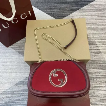 Gucci 815715 Gucci Blondie small shoulder bag Red and Wine red Suede Leather