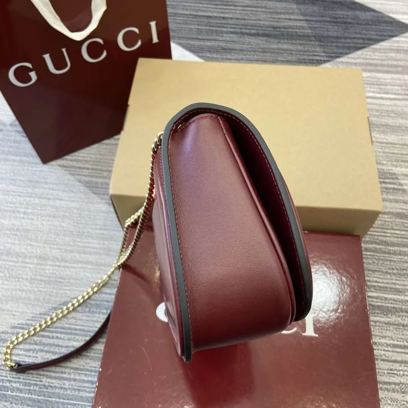 Gucci 815715 Gucci Blondie small shoulder bag Red and Wine red Suede Leather