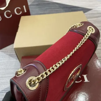 Gucci 815715 Gucci Blondie small shoulder bag Red and Wine red Suede Leather