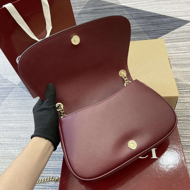 Gucci 815715 Gucci Blondie small shoulder bag Red and Wine red Suede Leather