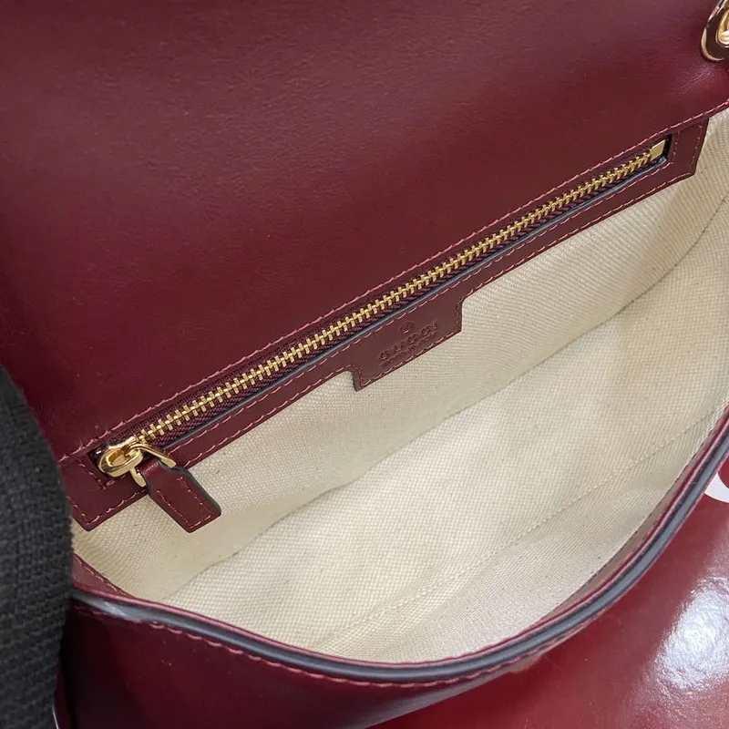 Gucci 815715 Gucci Blondie small shoulder bag Red and Wine red Suede Leather