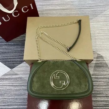 Gucci 815715 Gucci Blondie small shoulder bag Green Suede Leather