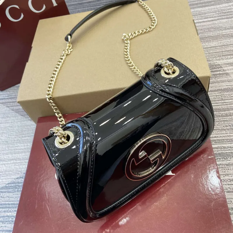 Gucci 815711 Gucci Blondie mini shoulder bag Patent Leather Black
