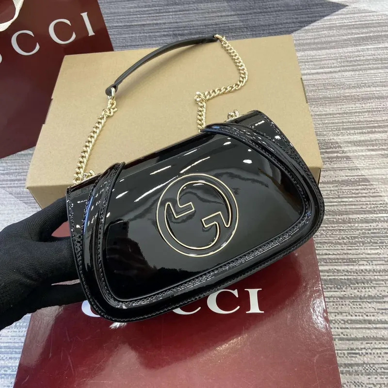 Gucci 815711 Gucci Blondie mini shoulder bag Patent Leather Black