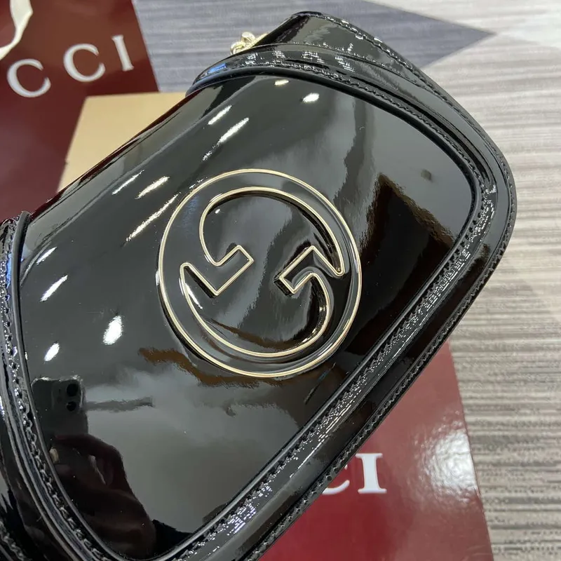 Gucci 815711 Gucci Blondie mini shoulder bag Patent Leather Black