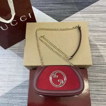 Gucci 815711 Gucci Blondie mini shoulder bag Suede Leather Red and Wine Red