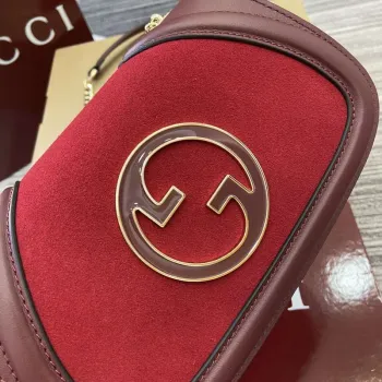 Gucci 815711 Gucci Blondie mini shoulder bag Suede Leather Red and Wine Red