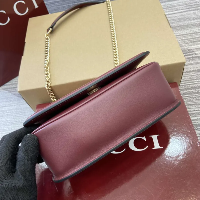 Gucci 815711 Gucci Blondie mini shoulder bag Suede Leather Red and Wine Red