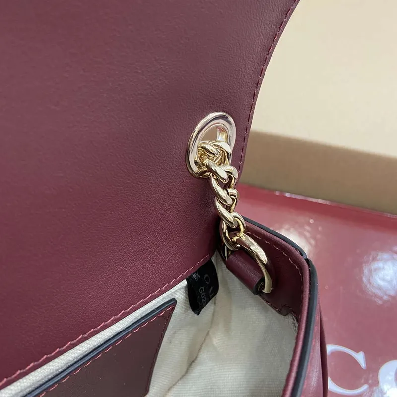 Gucci 815711 Gucci Blondie mini shoulder bag Suede Leather Red and Wine Red