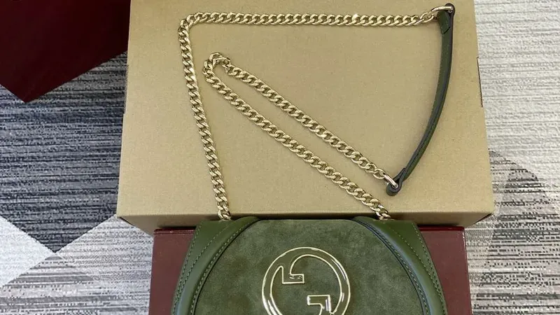 Gucci 815711 Blondie Mini Shoulder Bag — Green Suede Elegance