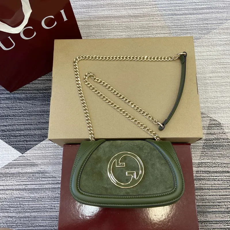 Gucci 815711 Gucci Blondie mini shoulder bag Suede Leather Green