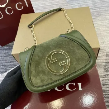 Gucci 815711 Gucci Blondie mini shoulder bag Suede Leather Green