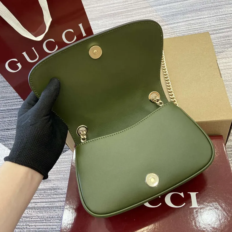 Gucci 815711 Gucci Blondie mini shoulder bag Suede Leather Green