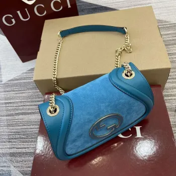 Gucci 815711 Gucci Blondie mini shoulder bag Suede Leather Blue