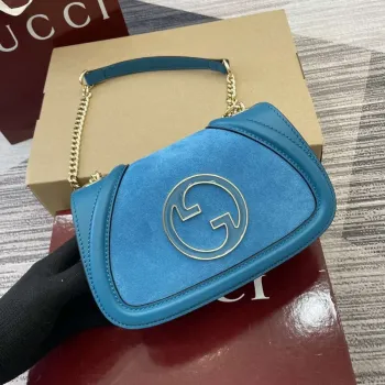 Gucci 815711 Gucci Blondie mini shoulder bag Suede Leather Blue