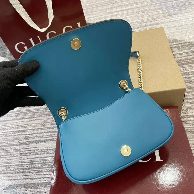 Gucci 815711 Gucci Blondie mini shoulder bag Suede Leather Blue