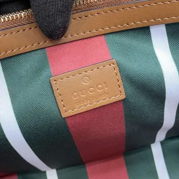 Gucci 815103 GG Emblem bucket bag Beige and dark brown