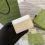 Gucci 815883 GG Emblem card case Beige Leather