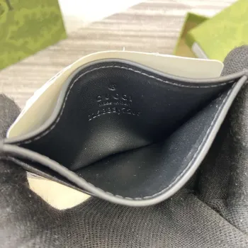 Gucci 815883 GG Emblem card case Black Leather