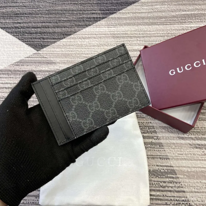 Gucci 821208 GG Emblem card case Black